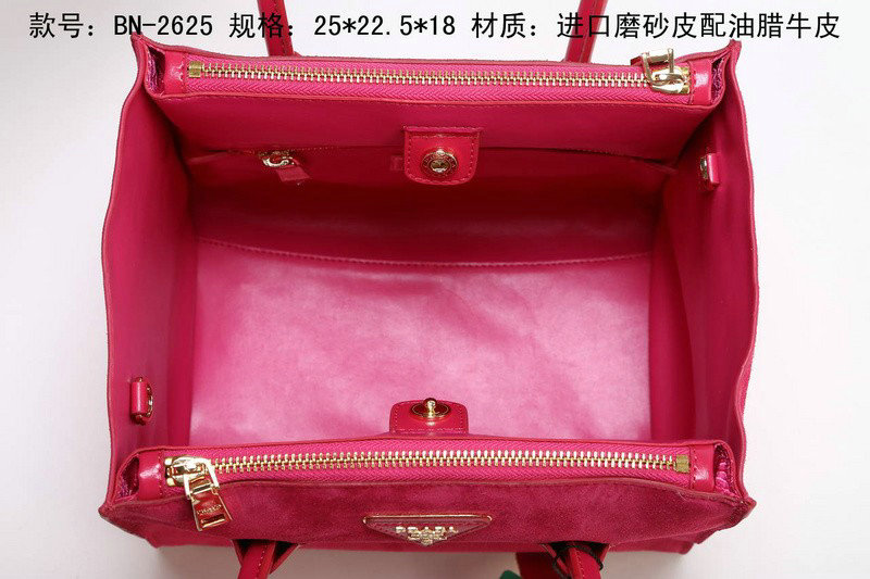 2014 Prada Suede Leather Tote Bag BN2625 rosered